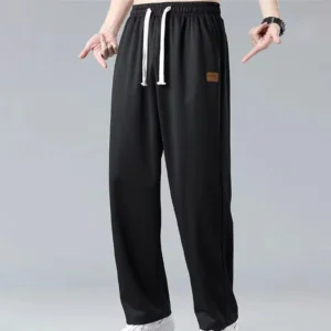 Men's Casual Drawstring Elastic Waist Denim Pants Regular Fit