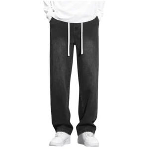 Loose Fit Jeans Elastic Waist Wide Leg Baggy Jean Cargo Pants Trousers