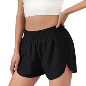 Gym Shorts Women Women's Plus Size Elastic Waist Loose Fit Wide Leg Workout Shorts Black