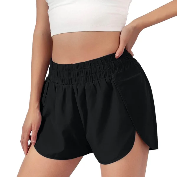 Gym Shorts Women Women's Plus Size Elastic Waist Loose Fit Wide Leg Workout Shorts Black