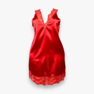 Sleeveless V-Neck Silk Nightwear with Lace Trim - Women's Chemise
