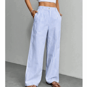 H-Stripe Straight Leg Trousers, Fashionable For Summer,Fall Women Clothes