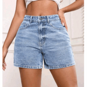 Women's High Waist Versatile Denim Shorts, Retro Wash, Loose Style, Knee-Length Casual Vintage Fashion Shorts