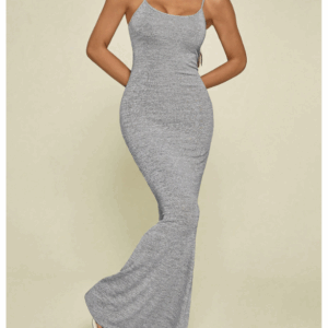 Women Solid Color Extra Long Casual Spaghetti Strap Fitted Dress